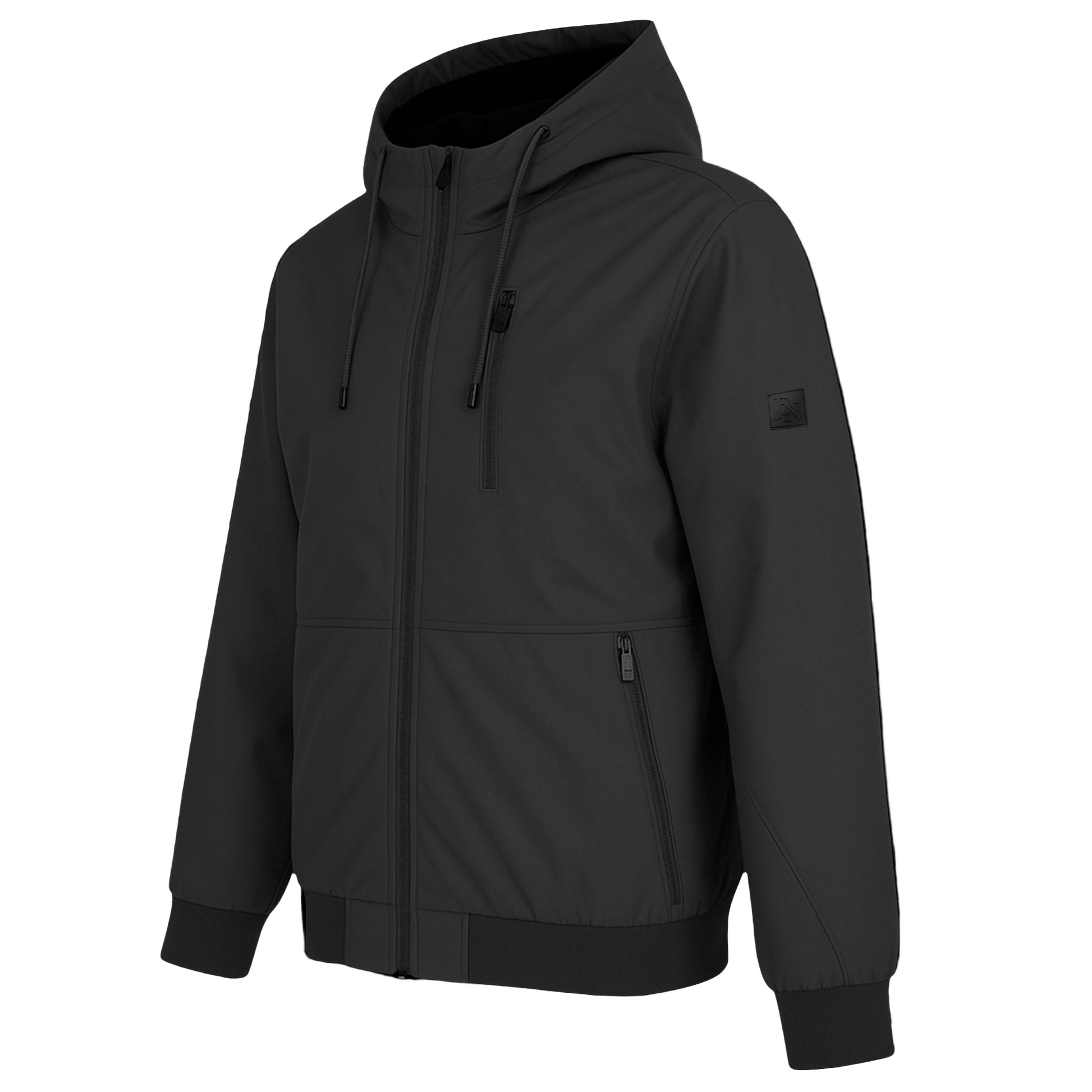 Men’s JDN softshell fleece lined hooded jacket in black