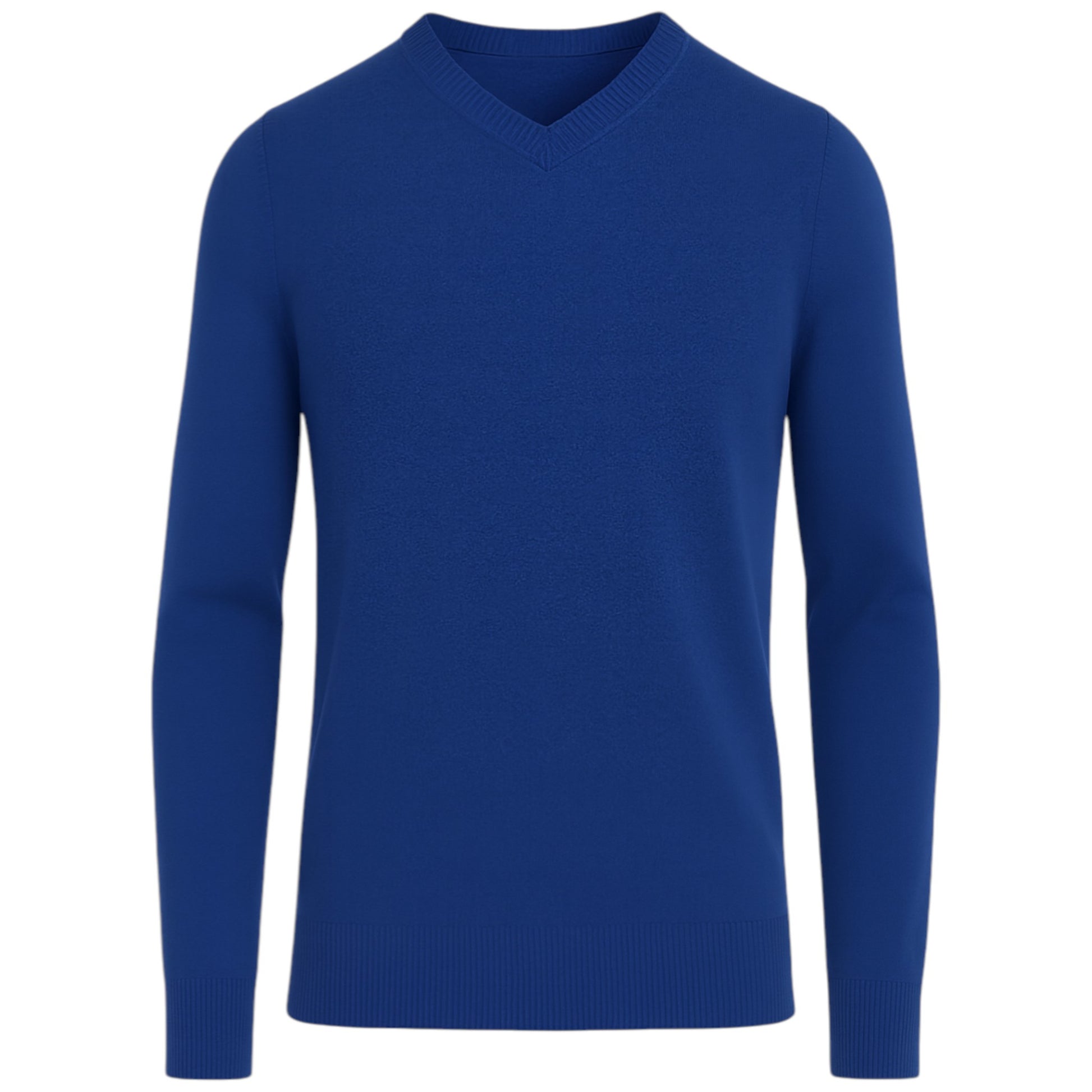 Men’s classic navy v-neck jumper – soft knit pullover sweater with long sleeves