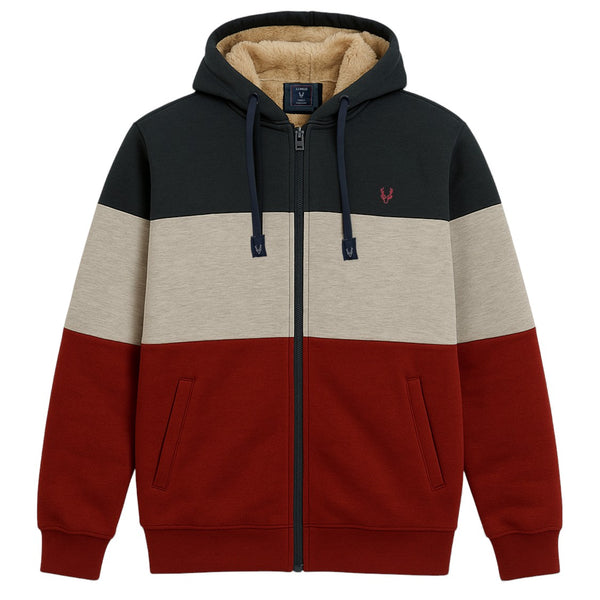 Men’s Colour Block Sherpa Lined Zip Hoodie