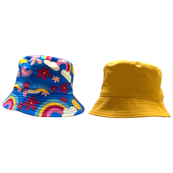 Kids Rainbow Floral Reversible Bucket Hat