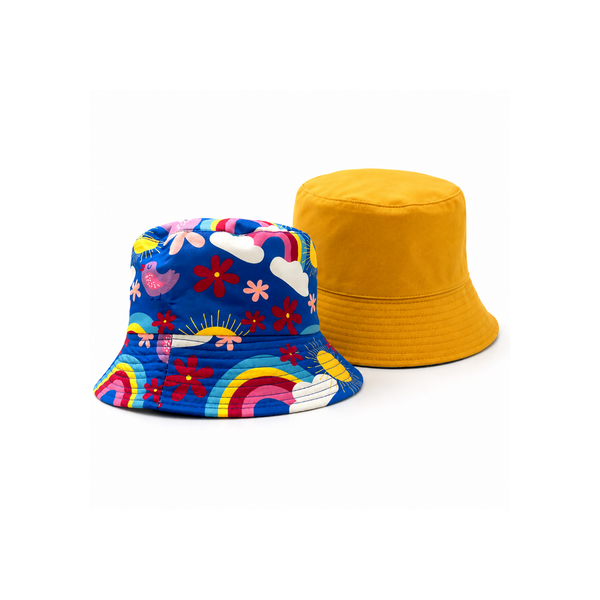 Kids Rainbow Floral Reversible Bucket Hat