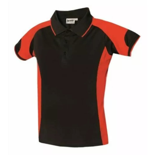 Children's black and red polo sports shirt short sleeve breathable school PE top