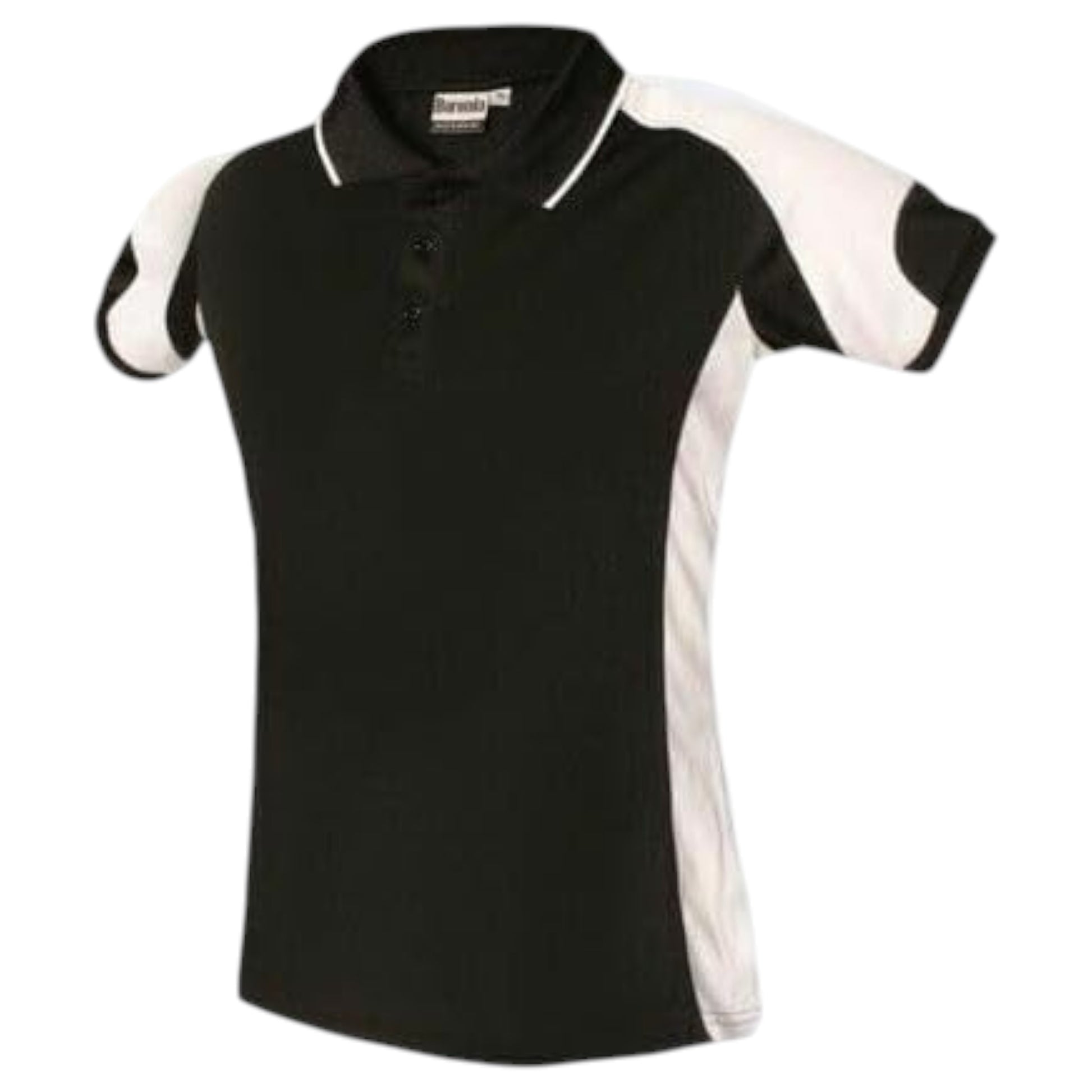Children's black and white polo sports shirt short sleeve breathable school PE top