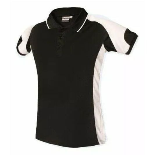 Children's black and white polo sports shirt short sleeve breathable school PE top