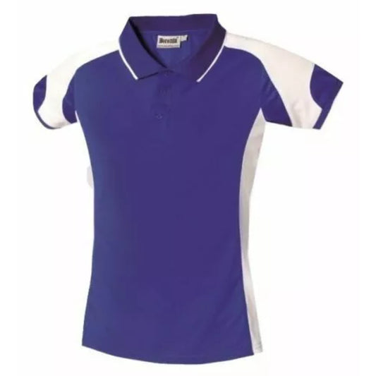 Children's blue and white polo sports shirt short sleeve breathable school PE top