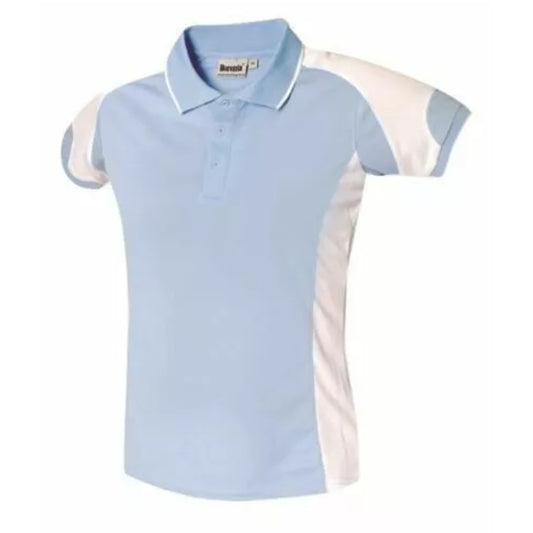 Children's sky blue and white polo sports shirt short sleeve breathable school PE top