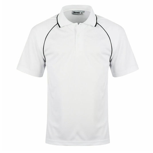 Children's white and navy polo sports shirt short sleeve breathable school PE top