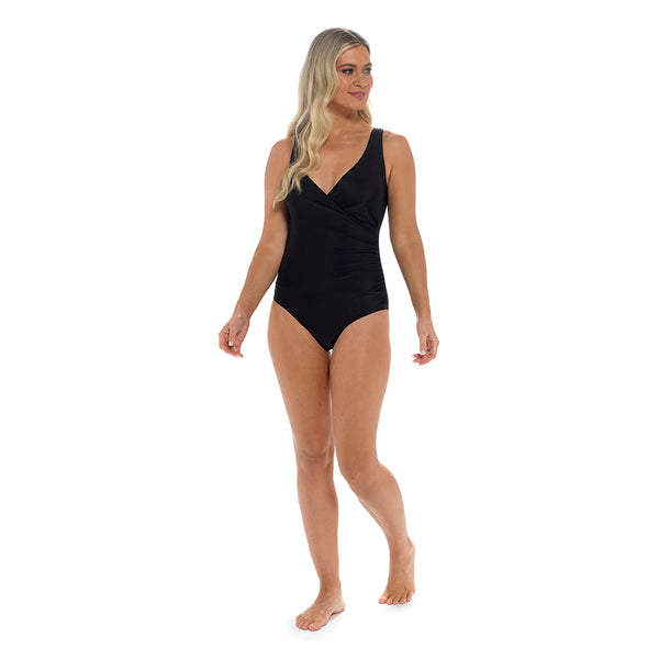 Ladies V Neck Smock Wrap Ruched Side Swimsuit