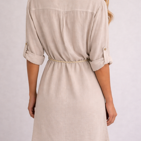 Ladies Beige Shirt Dress