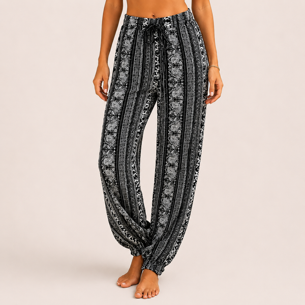 Ladies Boho Elephant Printed Palazzo Trousers