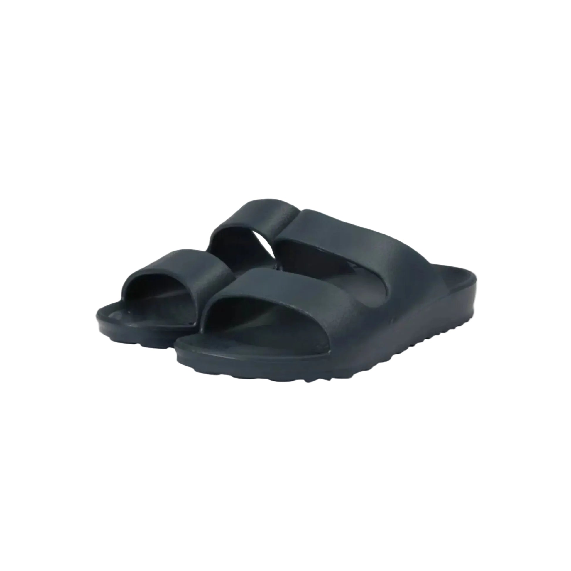Ladies navy blue beach sandals slip on double strap summer footwear