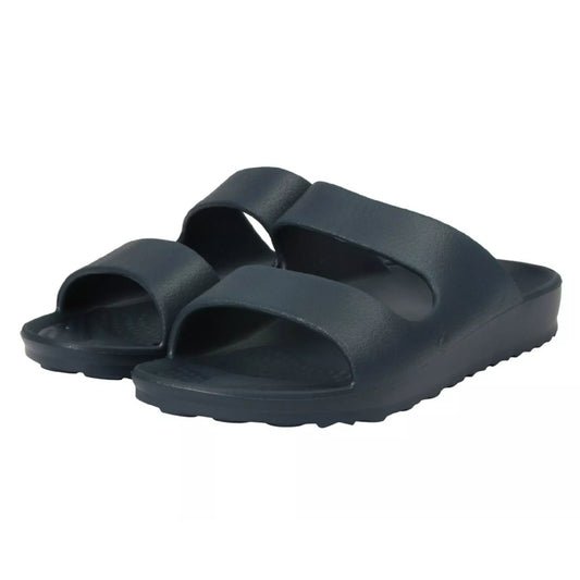 Ladies navy blue beach sandals slip on double strap summer footwear
