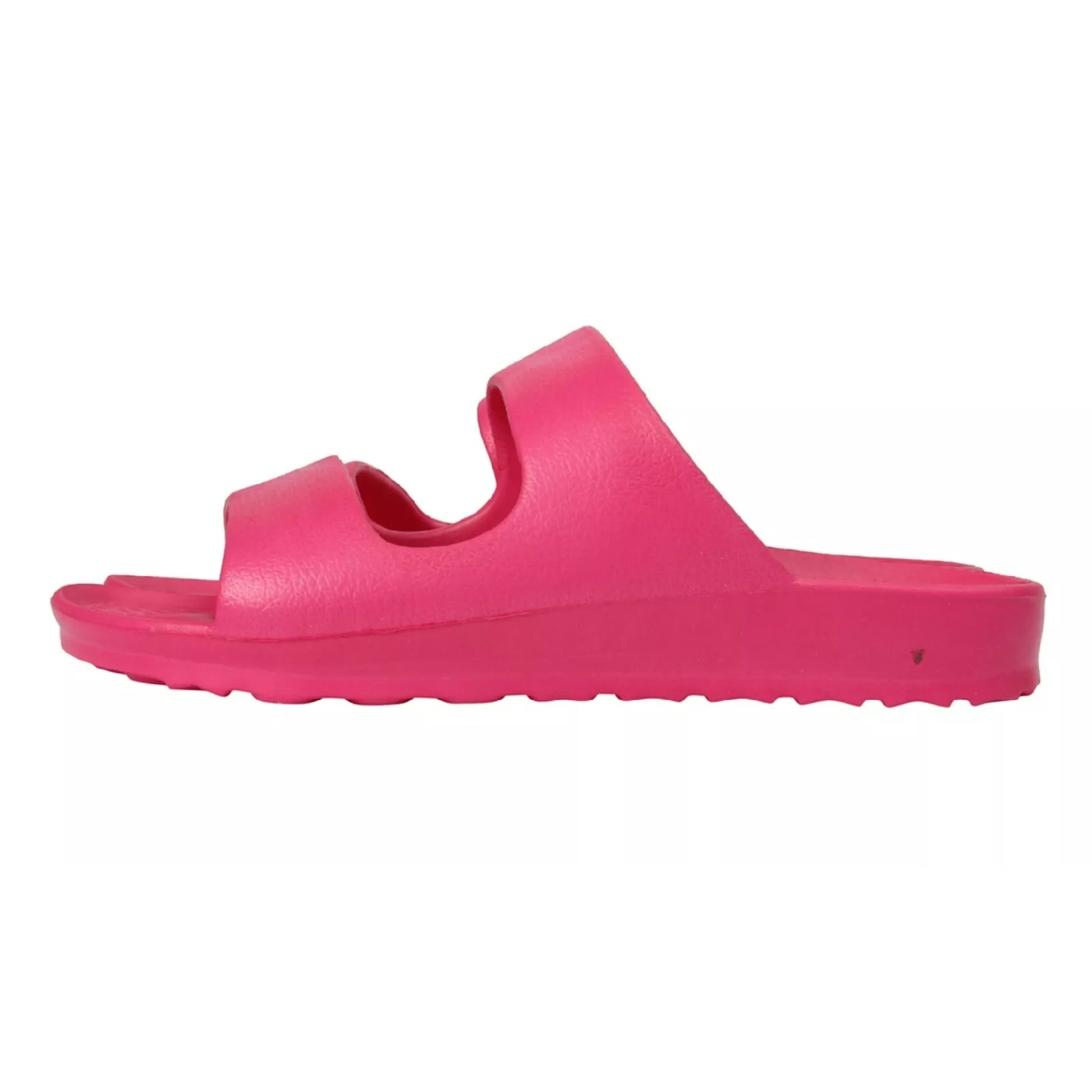 Ladies pink beach sandals slip on double strap summer footwear