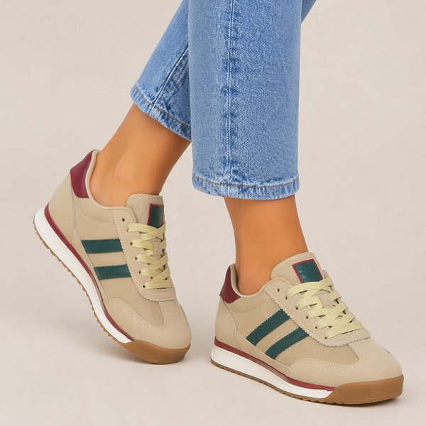 Ladies Beige City Classic Trainers