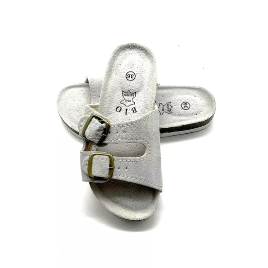 Ladies summer bio sandals slip on with double buckle in grey