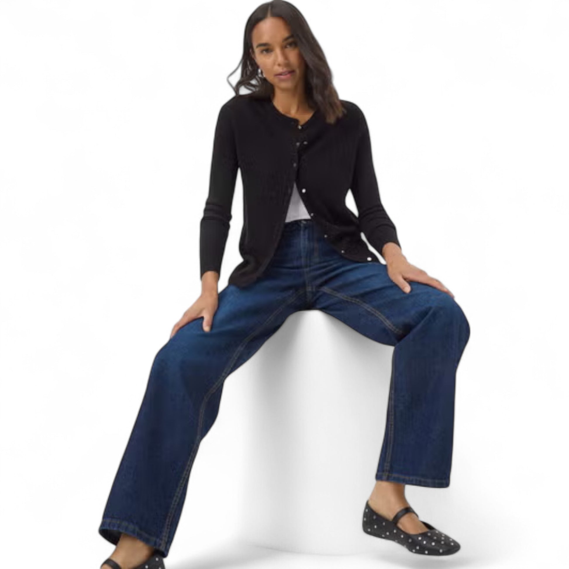 Ladies Black Soft Knit Button Cardigan – Ex High Street Store Lightweight Jumper