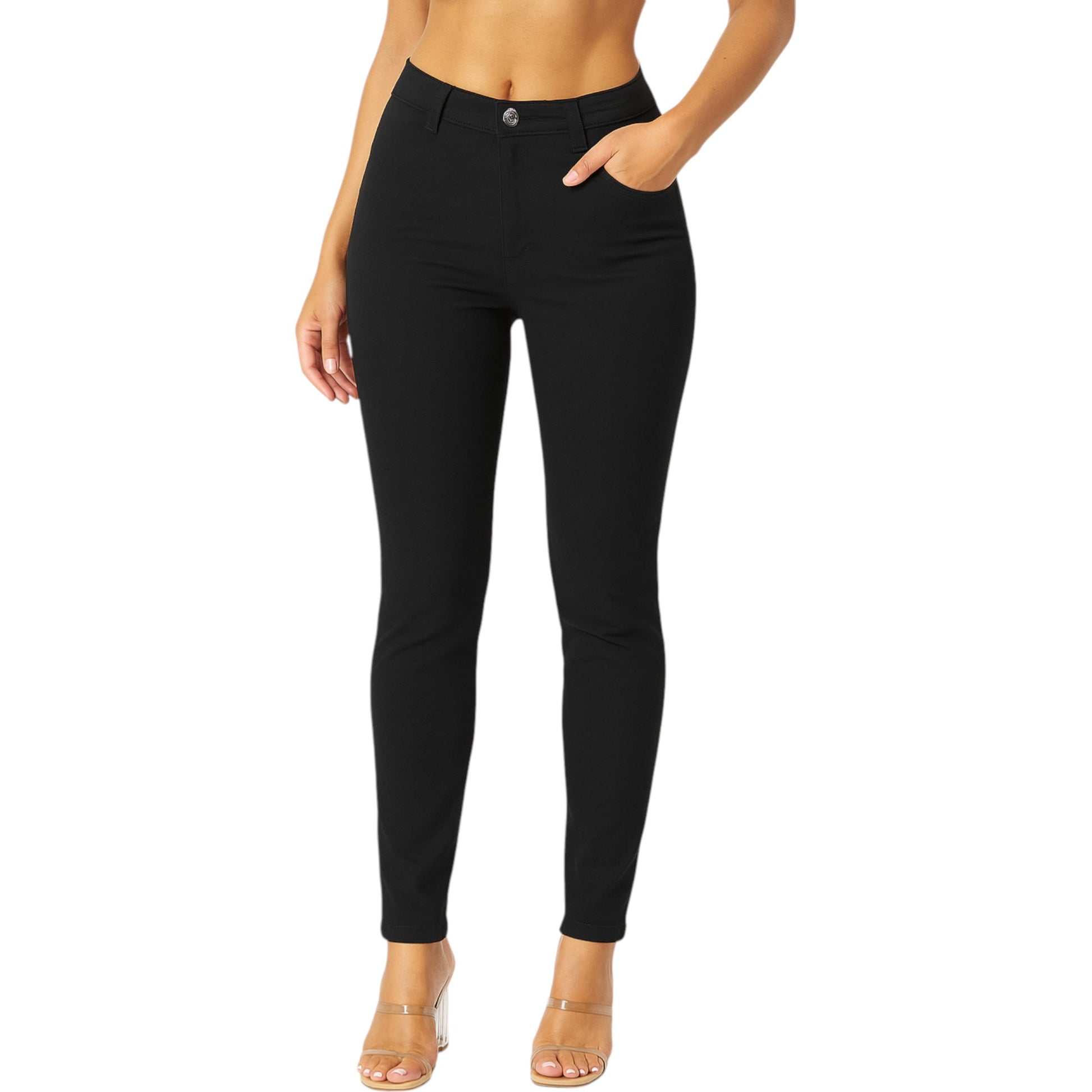 Ladies Classic Mid-Rise Stretch Skinny Jeans - Black