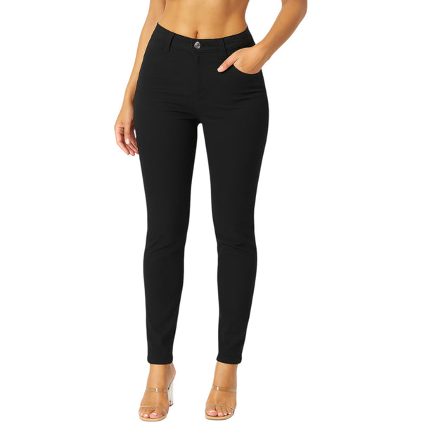 Ladies Classic Mid-Rise Stretch Skinny Jeans - Black