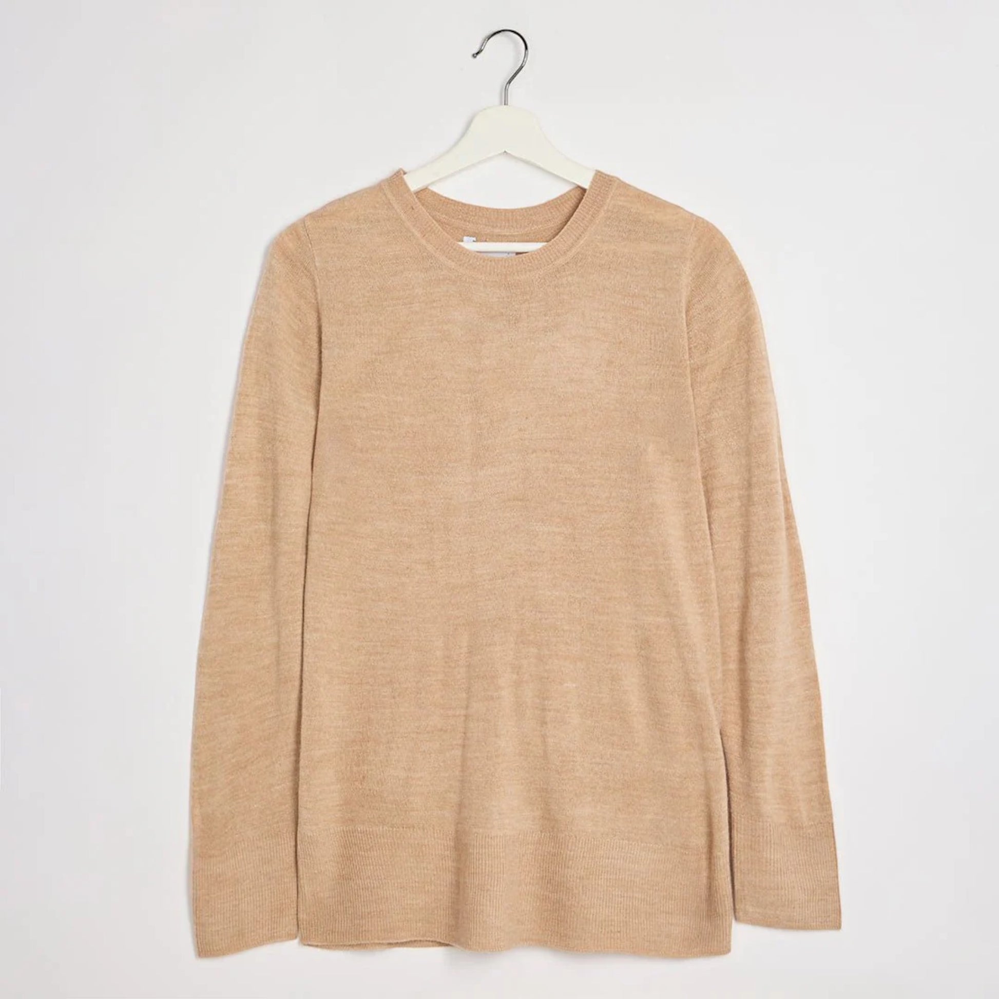 Ladies Classic Soft Knit Crew Neck Jumper - Beige