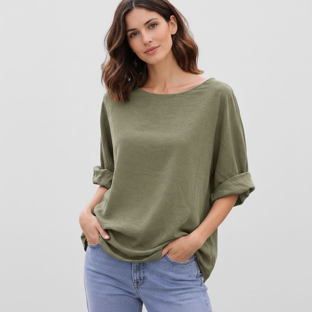 Plain Italian Cord Top – Oversized Lightweight Women’s Top Made in Italy