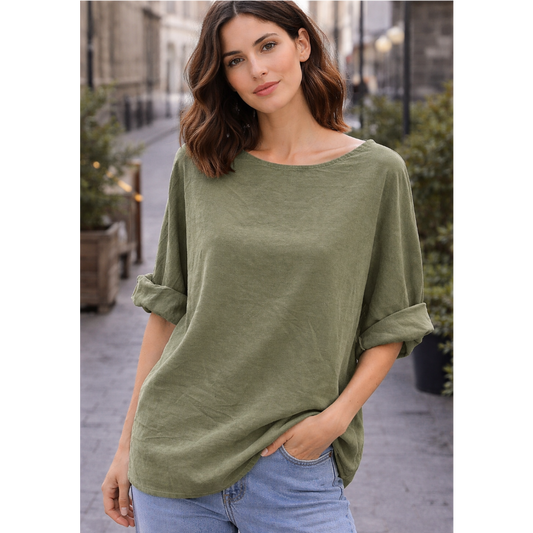 Plain Italian Cord Top – Oversized Lightweight Women’s Top Made in Italy