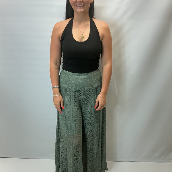 Ladies Crochet Khaki Trousers