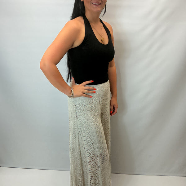 Ladies Crochet Beige Trousers