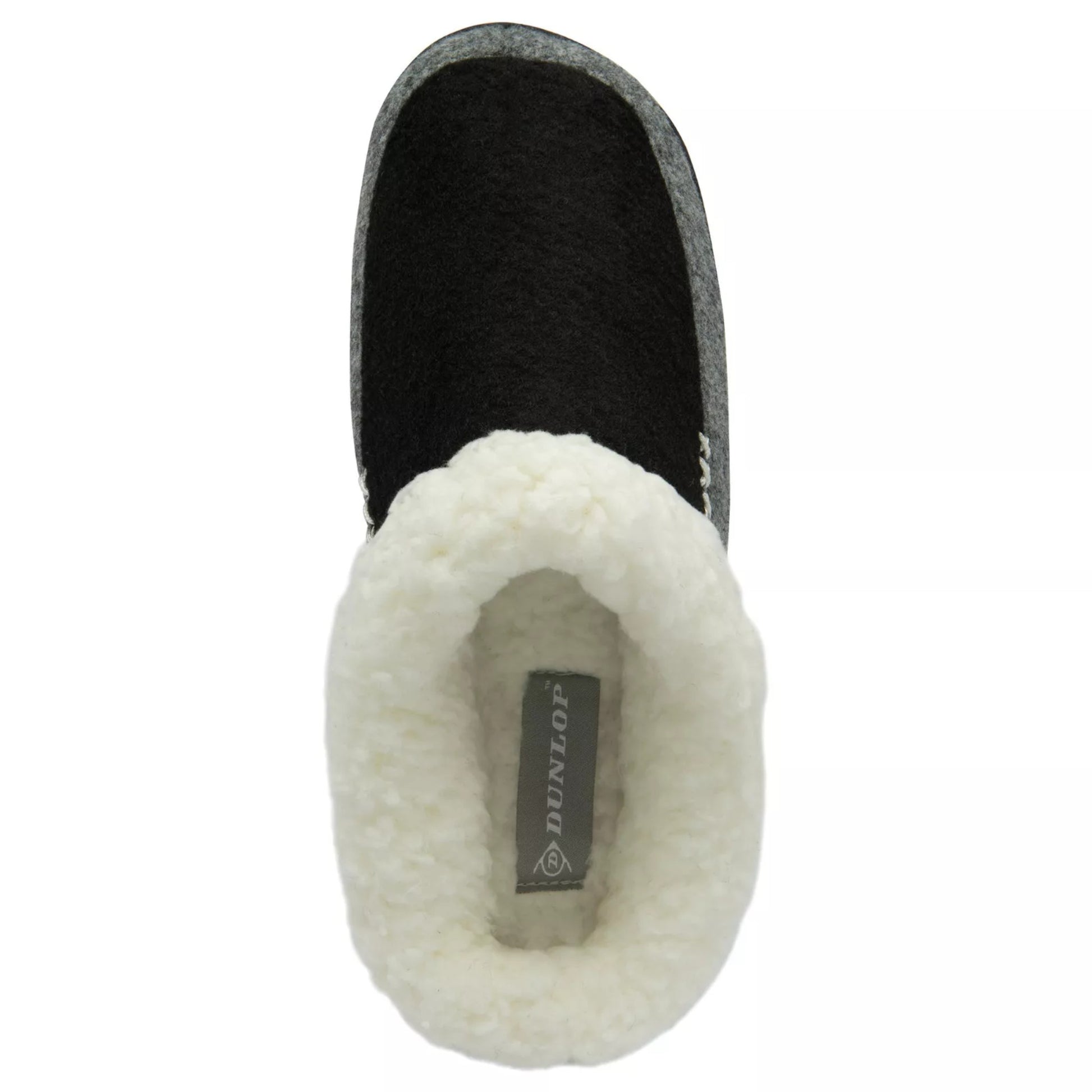 womens memory foam Warm indoor Dunlop ladies slippers with soft lining and non slip sole in black and grey