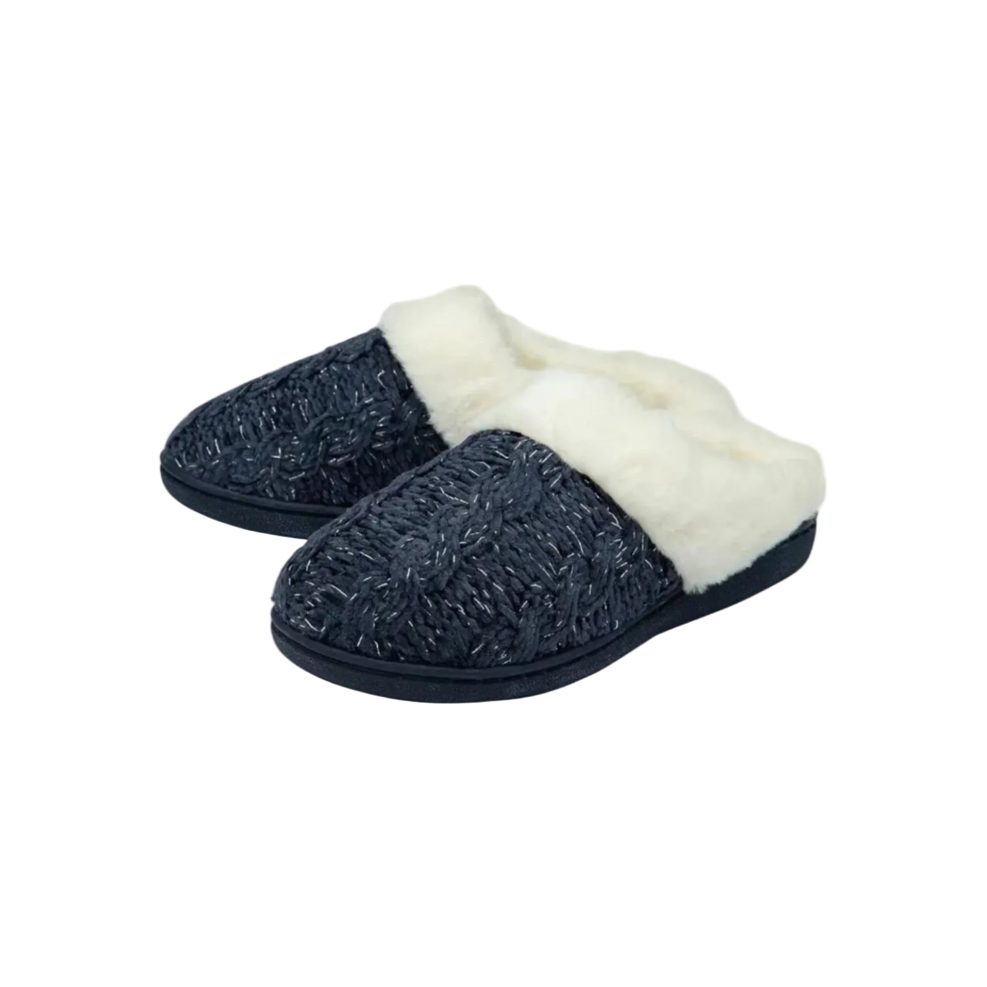 Ladies Comfortable Dunlop mule slippers for women with memory foam cushioned insole in navy