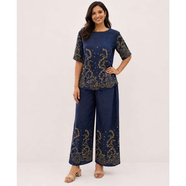 Ladies Italian Denim Look 2 Piece Co Ord Set