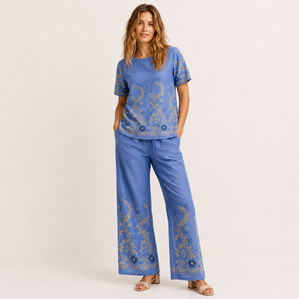 Ladies Italian Denim Look 2 Piece Co Ord Set