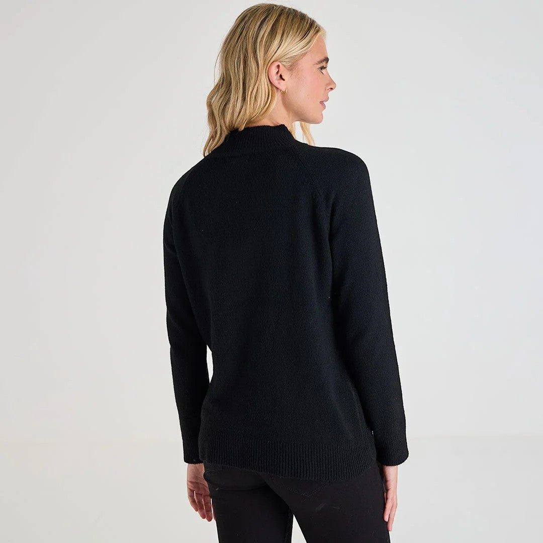 Ladies black jumper with colourful sequin neckline design, long sleeve xmas sweater