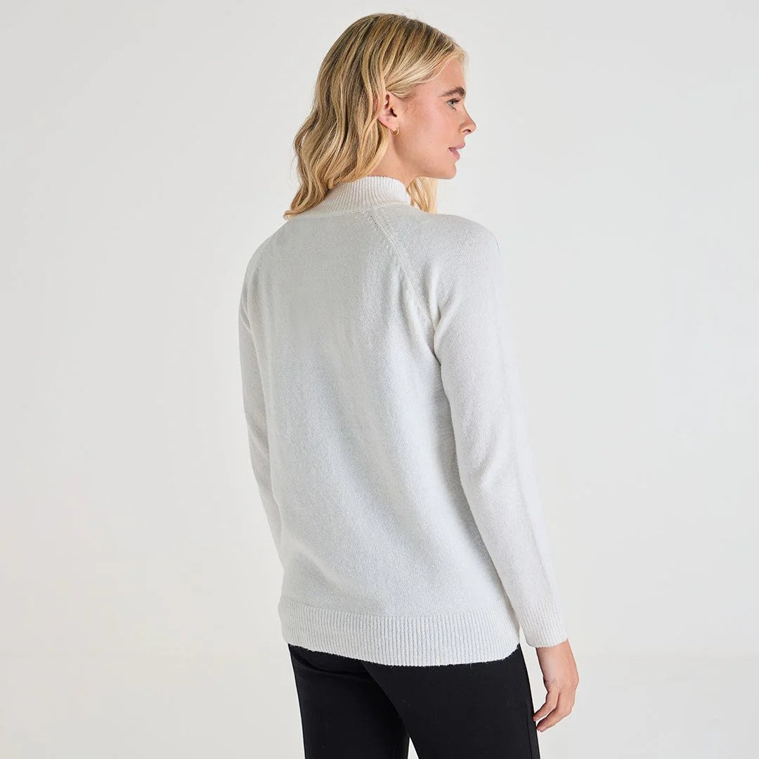 Ladies white jumper with colourful sequin neckline design, long sleeve xmas sweater