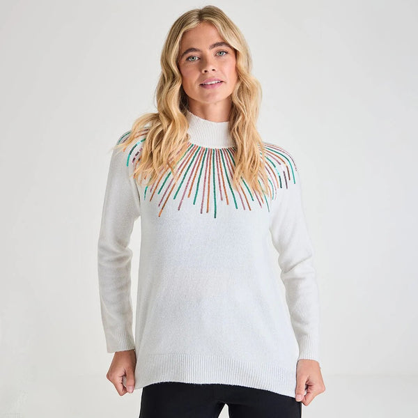 Ladies Fairisle Lines Christmas Jumper