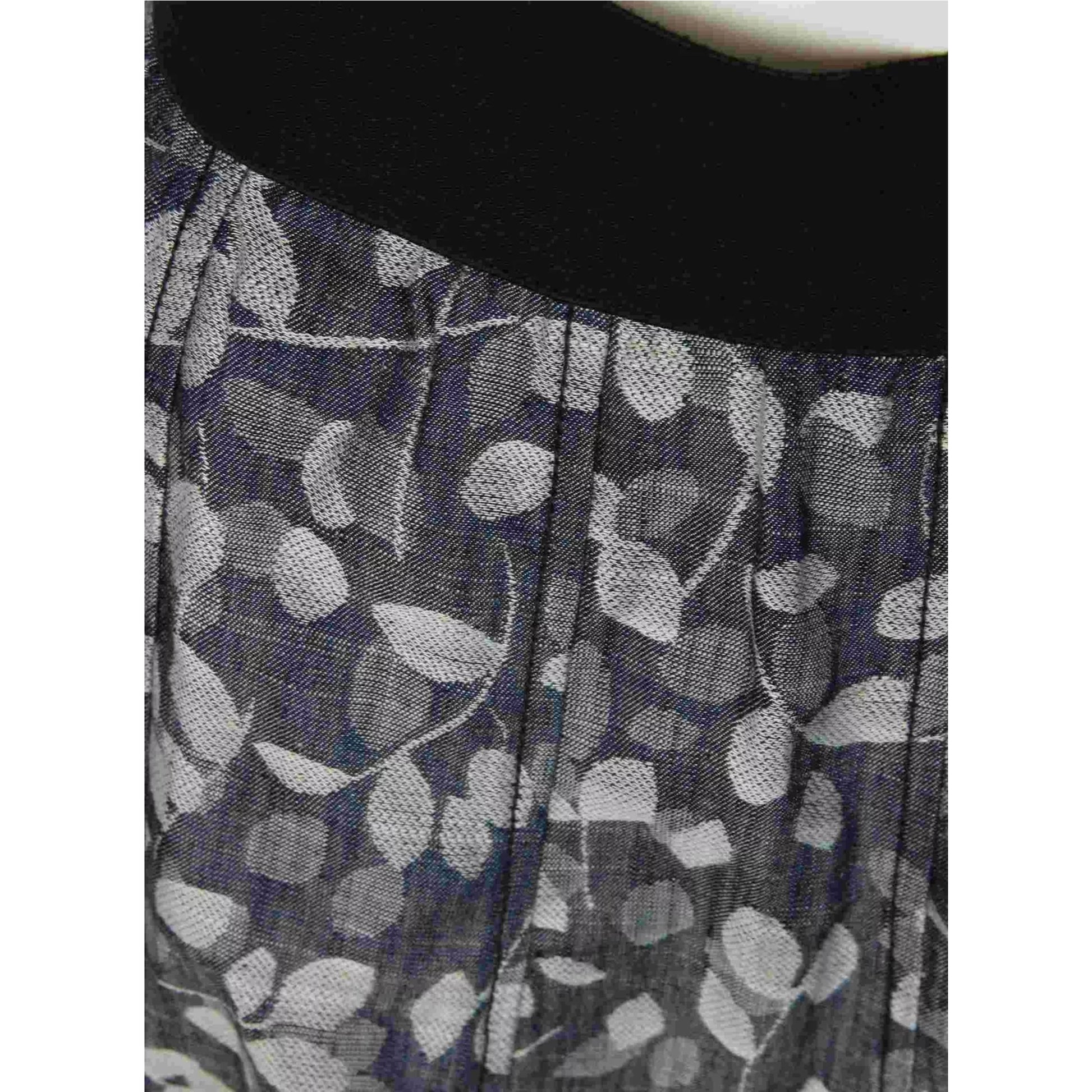 Ladies' black and grey floral midi skirt with elastic waistband – lightweight flowy skirt for casual or smart wear