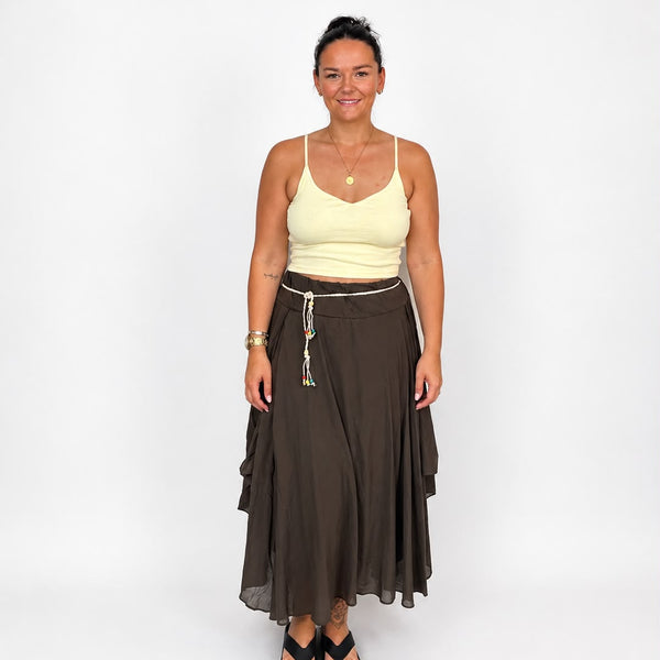Italian Boho Maxi Skirt (Brown)