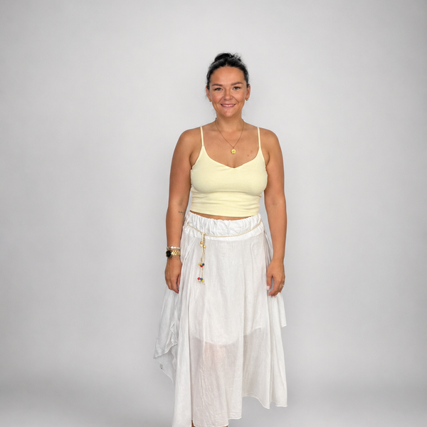 Ladies Italian Boho Maxi Skirt (White)