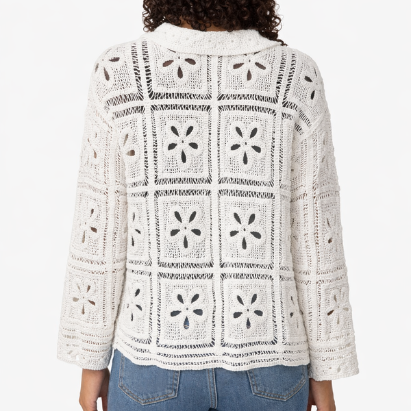Ladies Crochet Lace Button Blouse – Cream