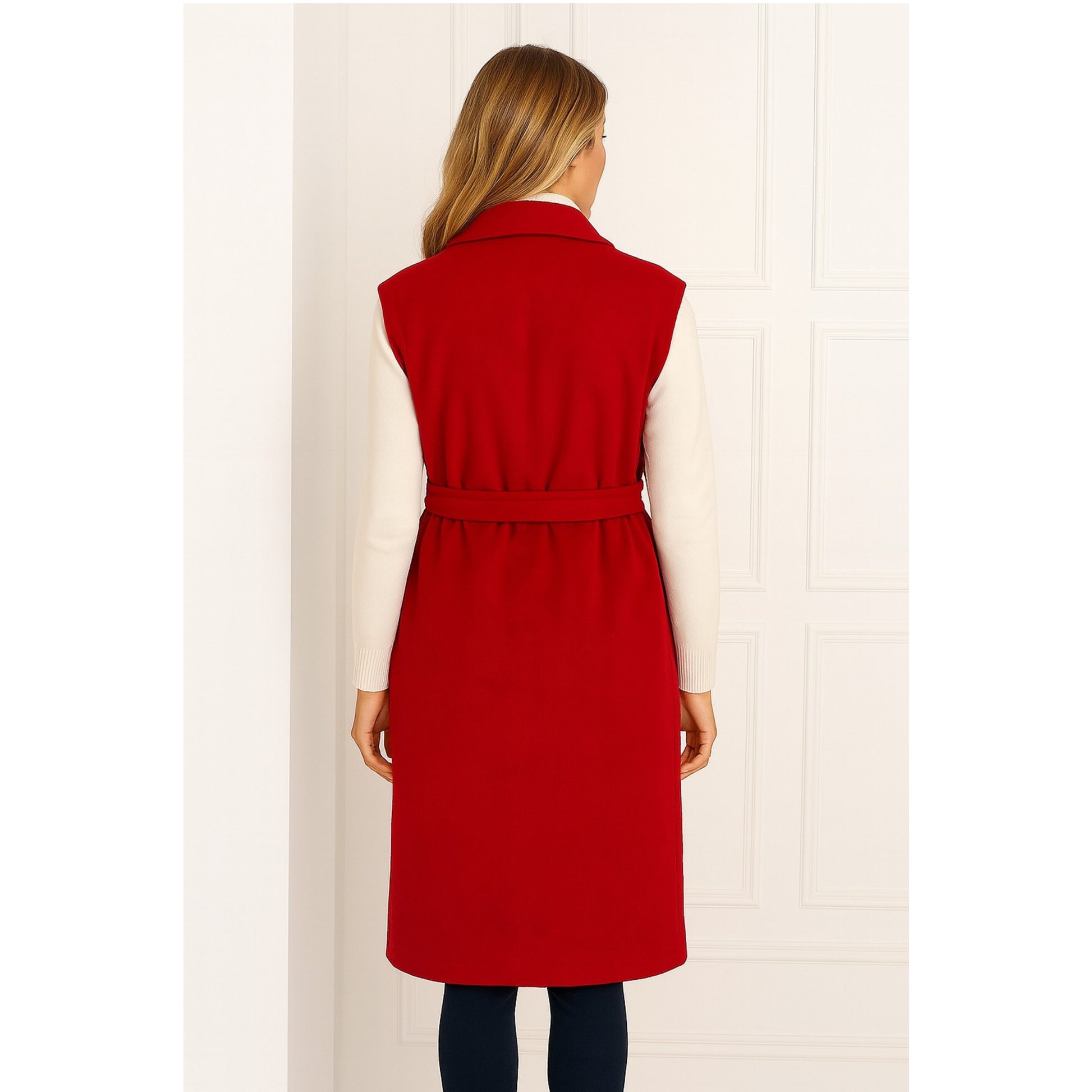 Stylish Italian longline gilet perfect for layering over jeans, leggings, or dresses