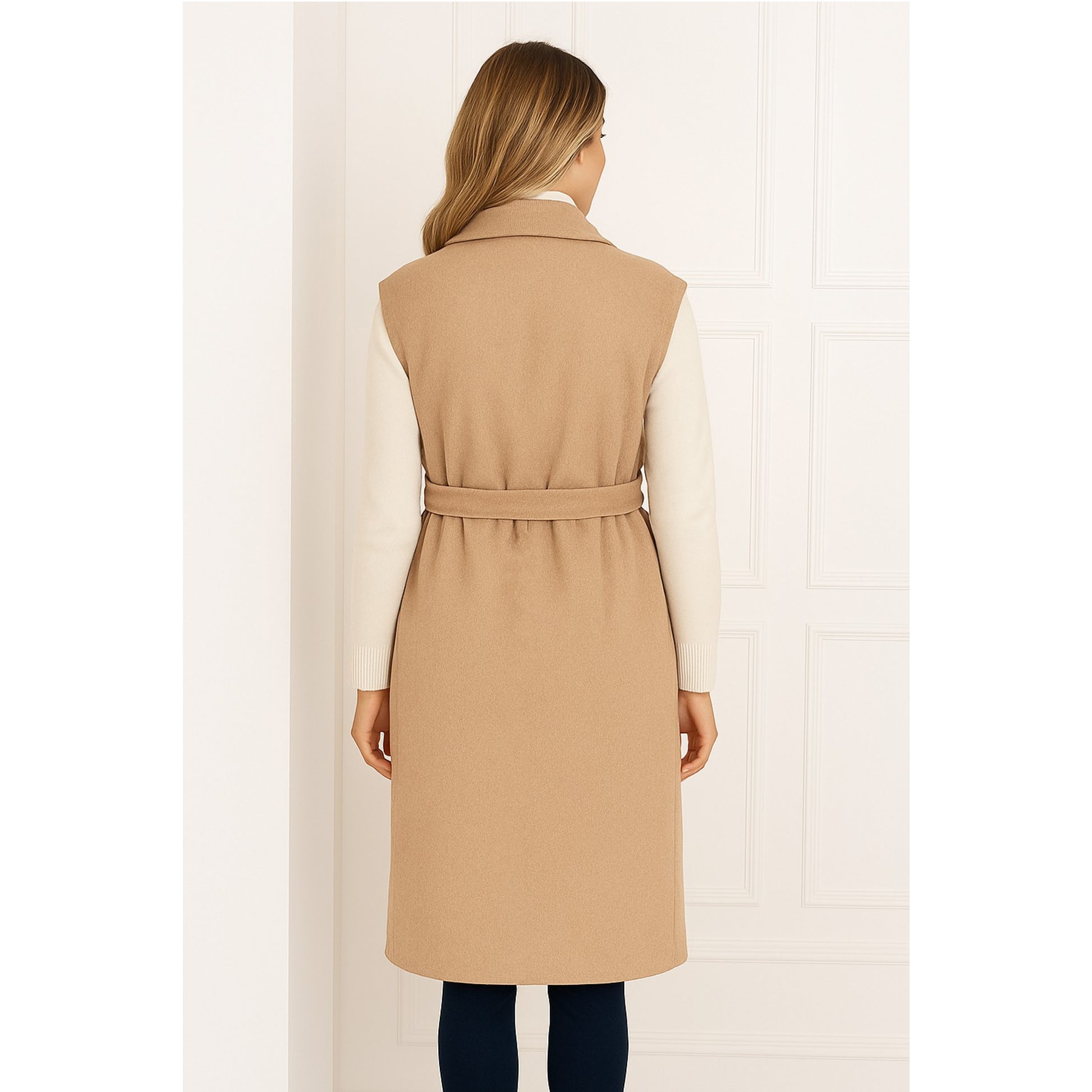 Stylish Italian longline gilet perfect for layering over jeans, leggings, or dresses