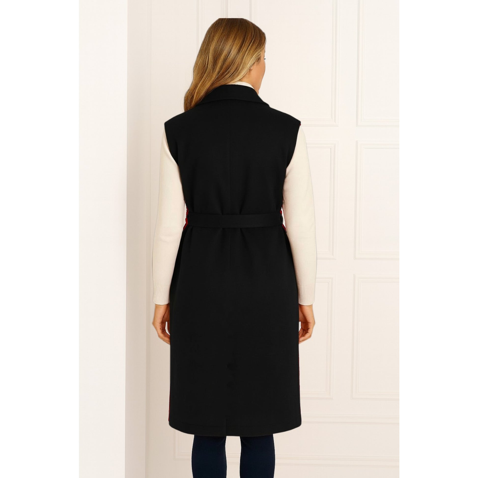 Stylish Italian longline gilet perfect for layering over jeans, leggings, or dresses