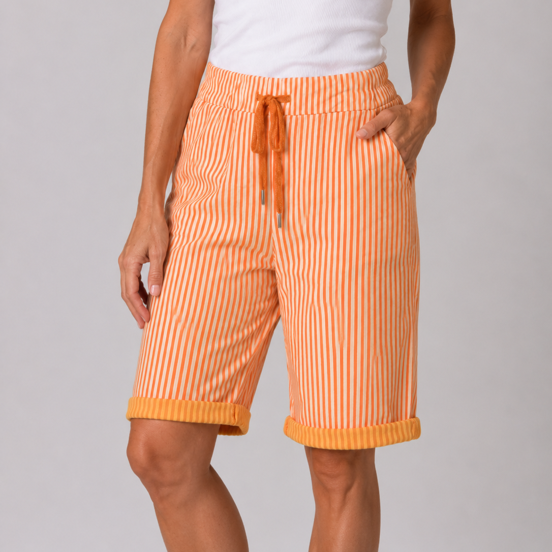 Ladies Italian Magic Stretch Fit Shorts in Orange