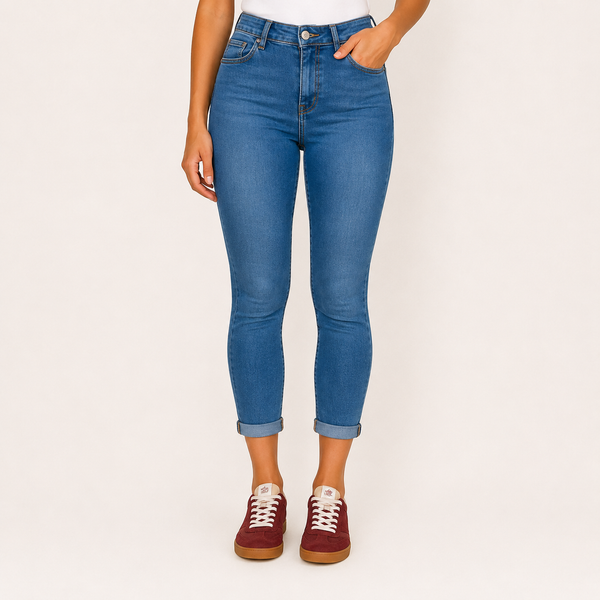 Ladies Stretch Denim Ankle Grazer Slim Fit Jeans