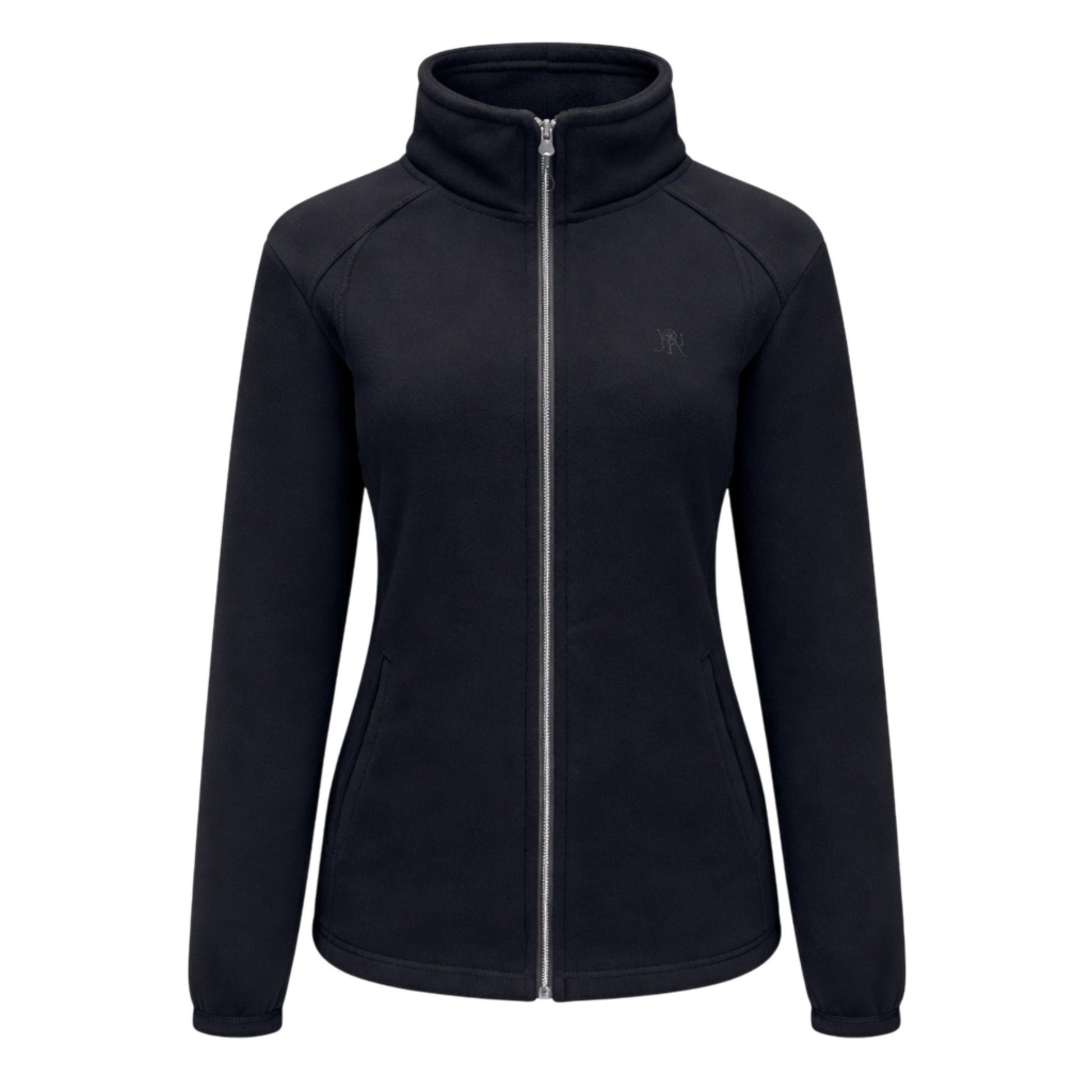 Ladies JDN branded double fleece zip-up jacket with zipped pockets – lightweight and warm outdoor layer in black