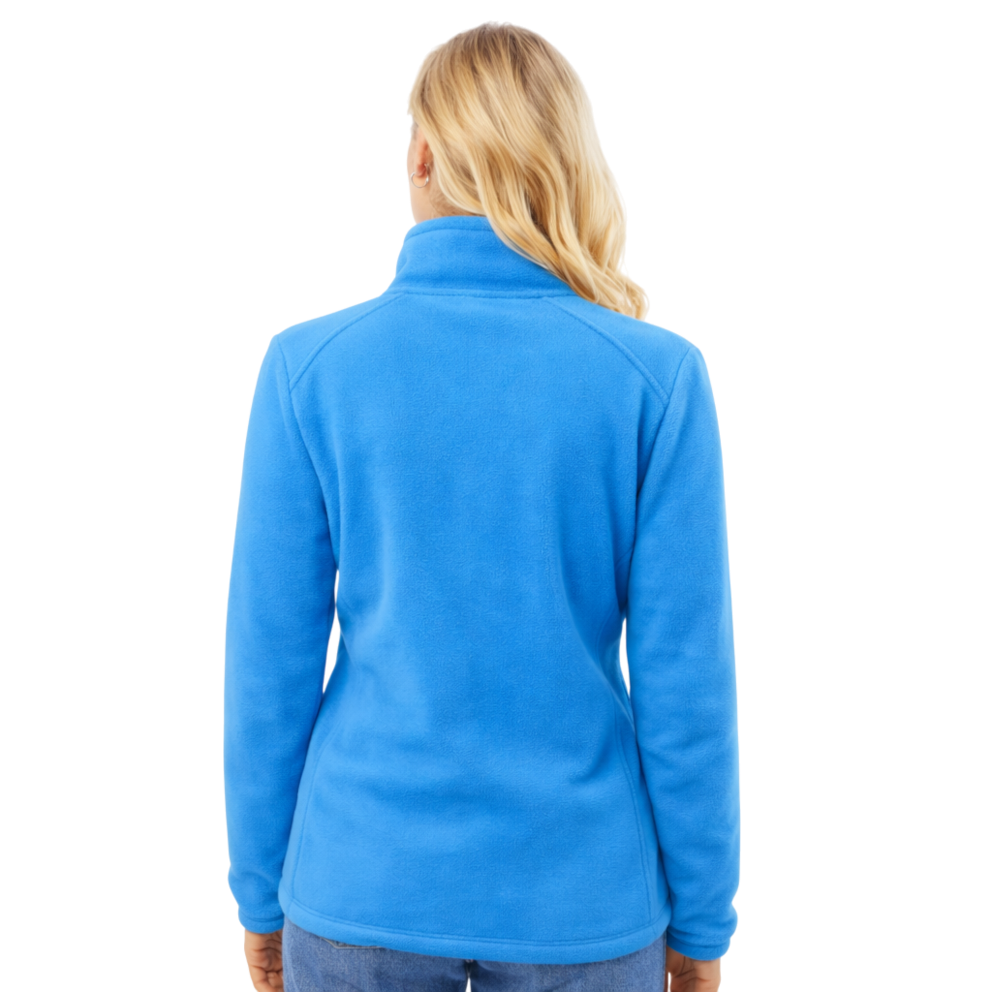 Ladies JDN branded double fleece zip-up jacket with zipped pockets – lightweight and warm outdoor layer in blue