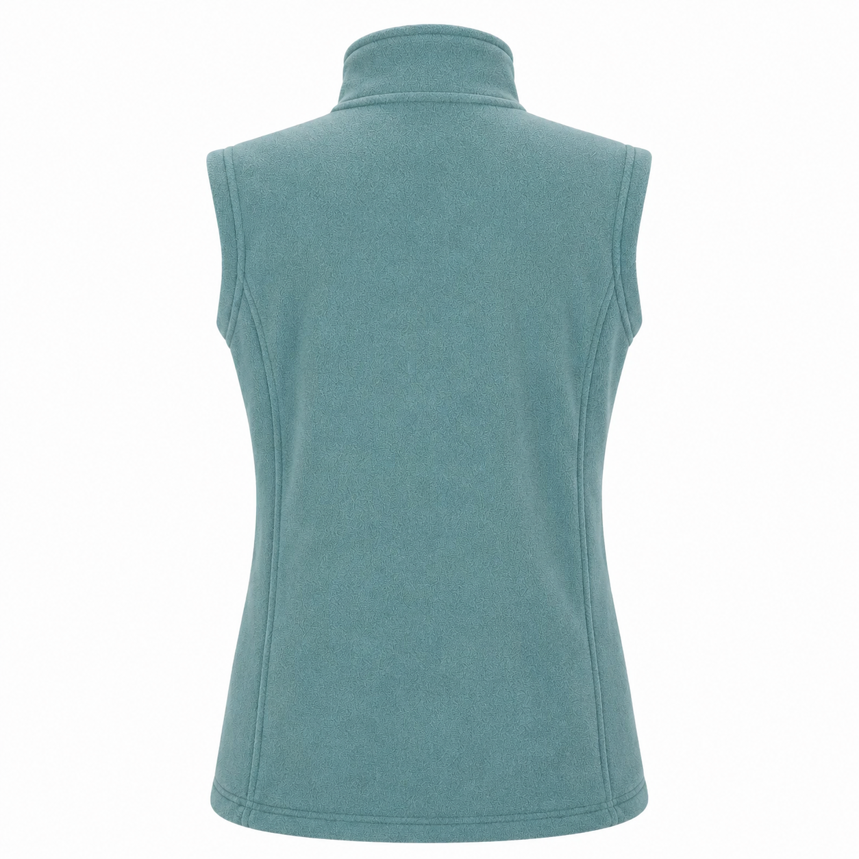 Womens sleeveless fleece gilet in aqua – zip-up front with high collar, ideal for layering and outdoor wear