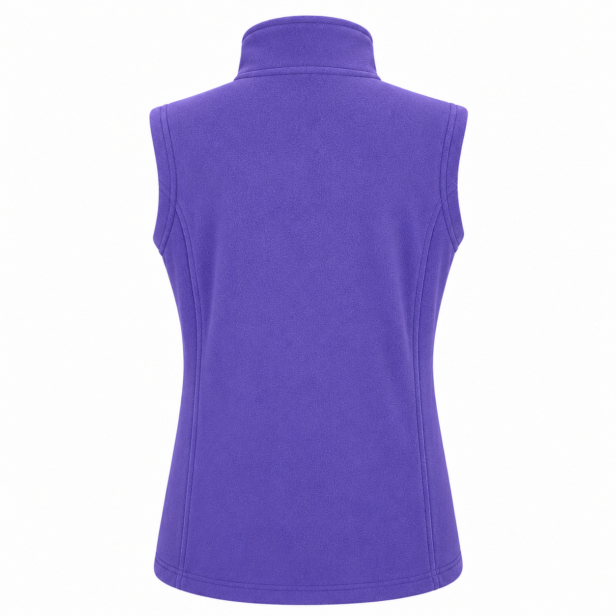 Womens sleeveless fleece gilet in lilac – zip-up front with high collar, ideal for layering and outdoor wear