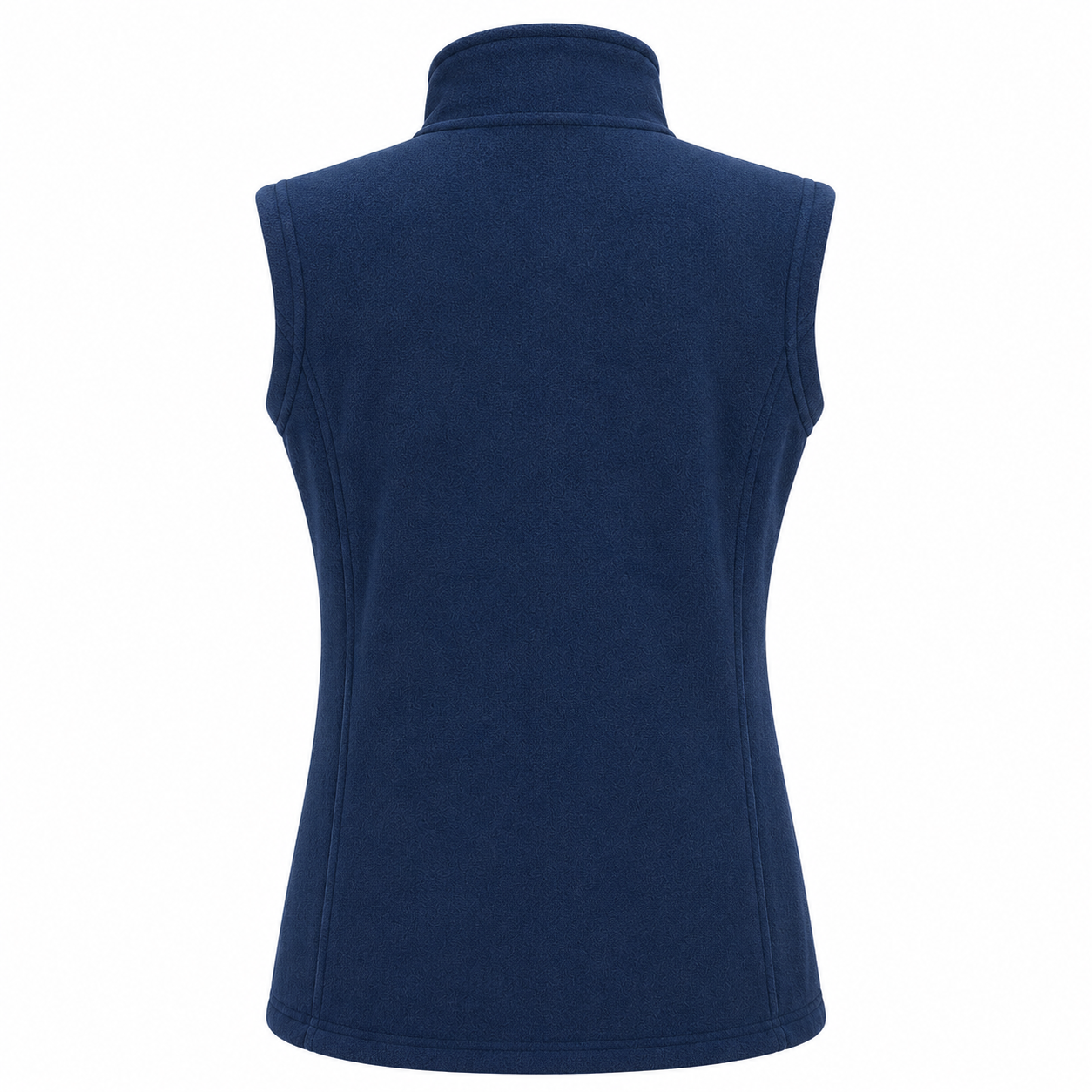 Womens sleeveless fleece gilet in navy – zip-up front with high collar, ideal for layering and outdoor wear