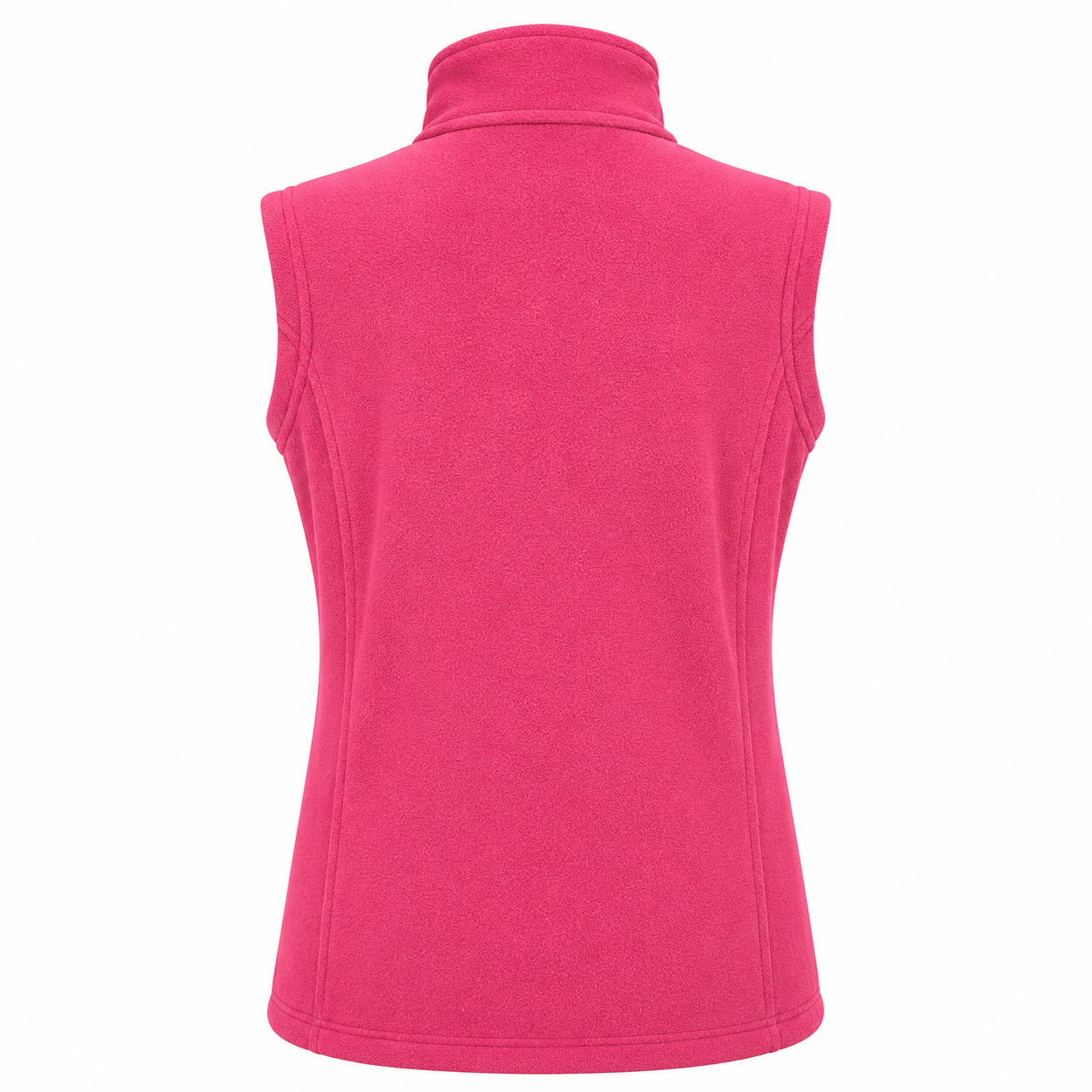 Women's sleeveless fleece gilet in pink – zip-up front with high collar, ideal for layering and outdoor wear