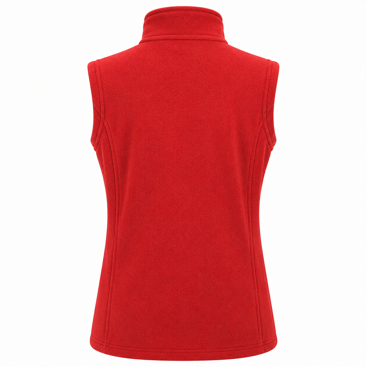 Women's sleeveless fleece gilet in red – zip-up front with high collar, ideal for layering and outdoor wear